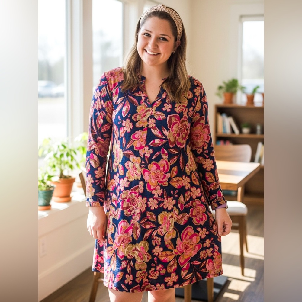 Dear Scarlett Floral Pink and Blue Dress